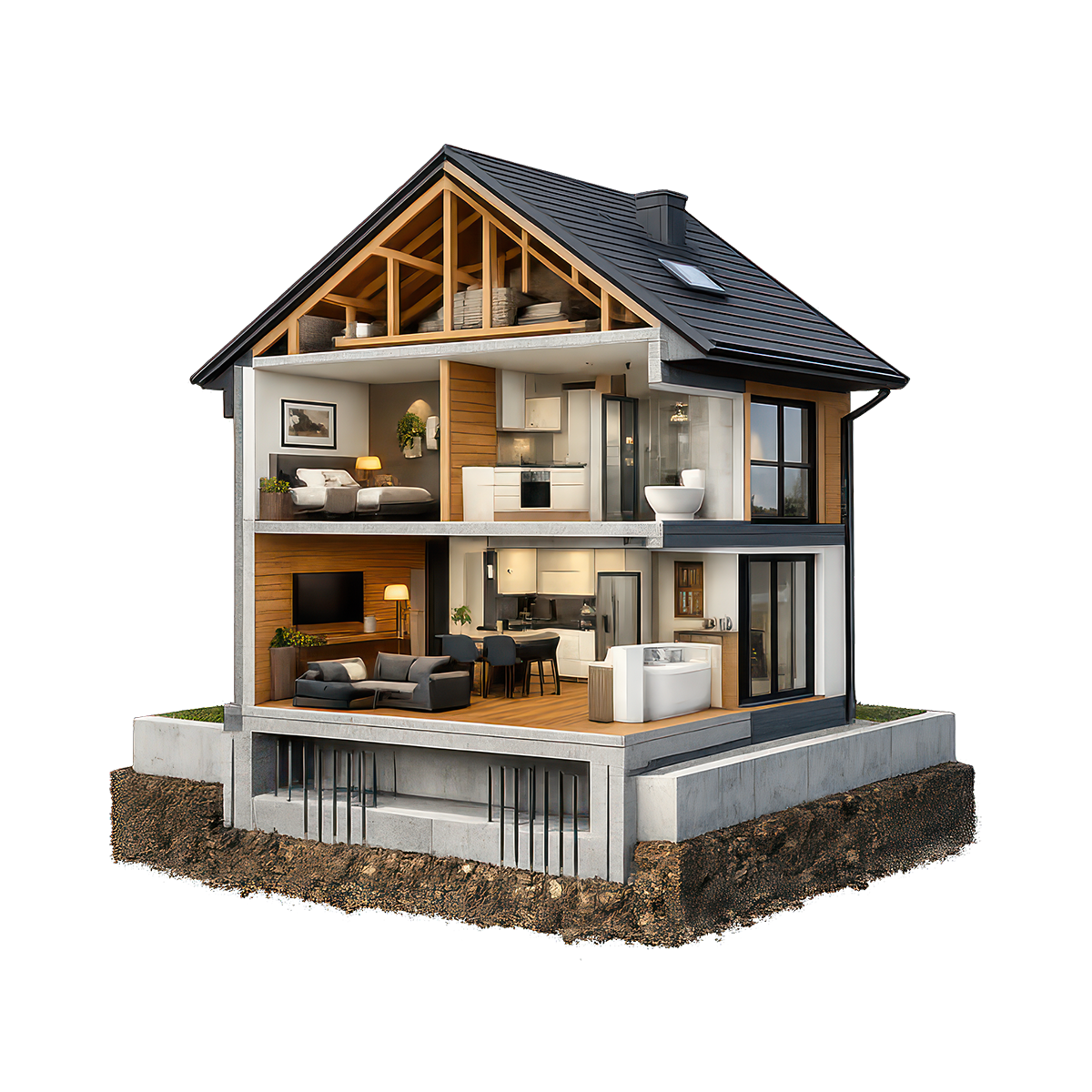 Монолитный частный дом — строительство, бетонные работы и внутренняя планировка, Элит Хаус Крым, Севастополь